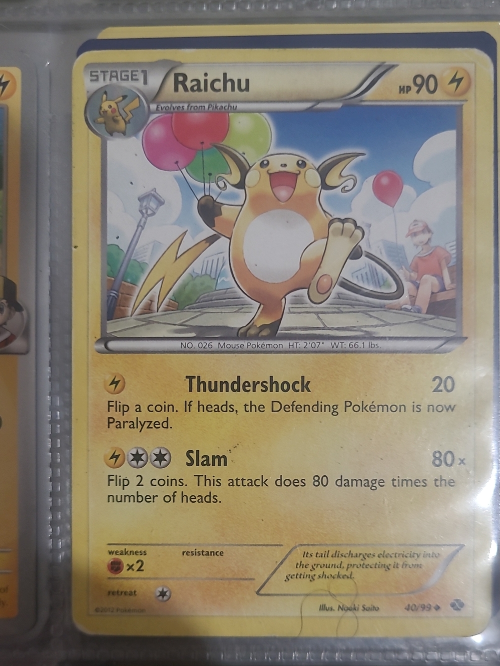 Pokemon Raichu Card - Yellow, Blue, Pink, Green